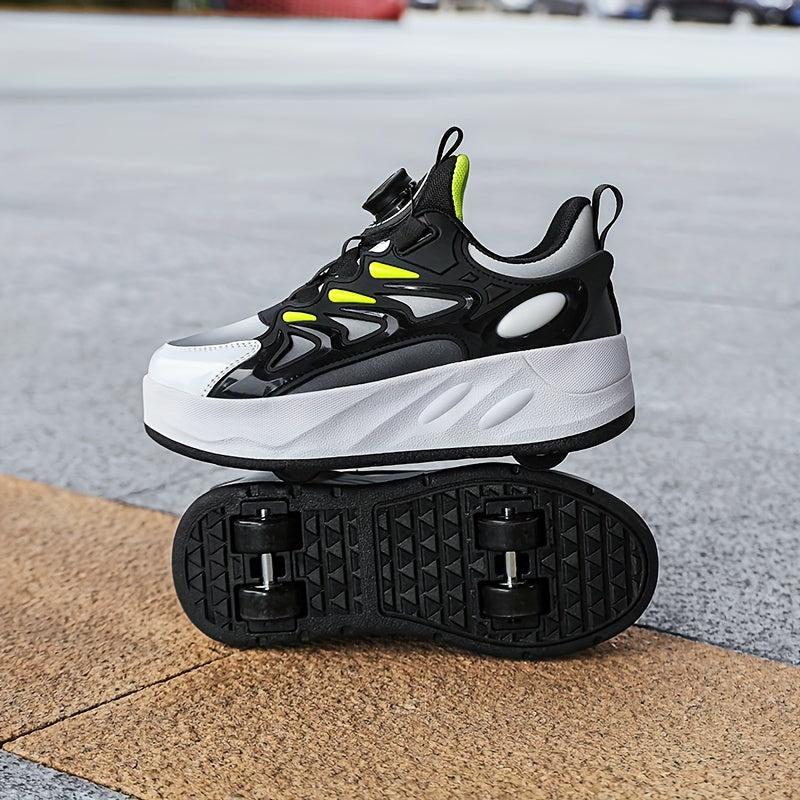 Boy's Roller Shoes Rotating Buckle Skate Sneakers Kids Teen Outdoor