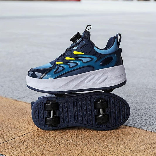 Boy's Roller Shoes Rotating Buckle Skate Sneakers Kids Teen Outdoor