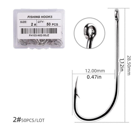 50pcs Circle Carp Eyed Fishing Hook Set Size 1-22 Japan Fishhooks for Seawater