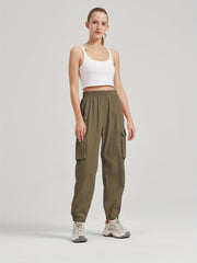 Casual Joggers Sweatpant Cargo Loose High Waisted Pants With Pockets