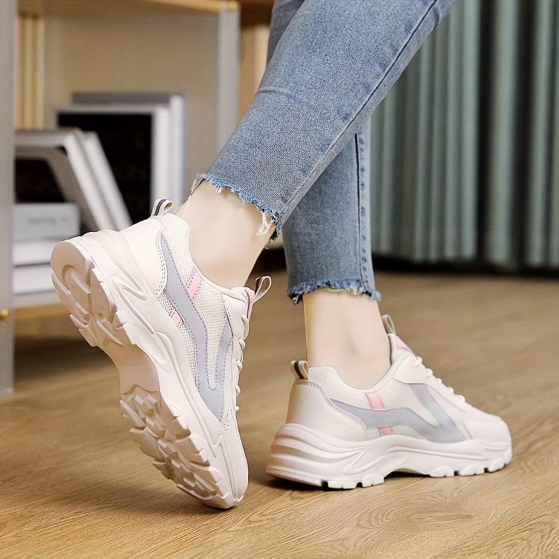 Breathable Heightened Sole Mesh Running Shoes Lightweight Non slip Sneakers