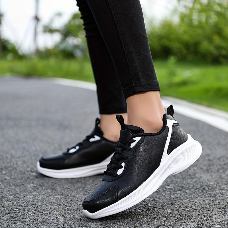 Women's Faux Leather Running Shoes Non Slip Sneakers