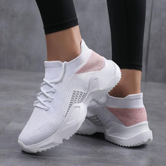 Women's Weaving Sneakers Non Slip Comfortable Lace Up Running Shoes