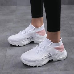 Women's Weaving Sneakers Non Slip Comfortable Lace Up Running Shoes