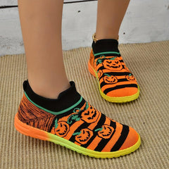 Women's Pumpkin Ghost Pattern Mesh Sneakers Sporty Running Shoes For Halloween