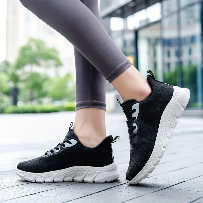Women's Textured Mesh Lace-up Sneakers Lightweight Walking Shoes