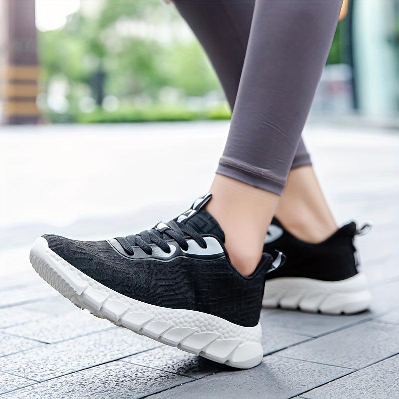 Women's Textured Mesh Lace-up Sneakers Lightweight Walking Shoes