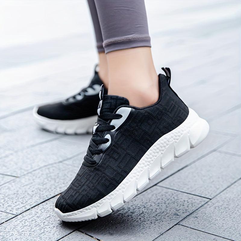 Women's Textured Mesh Lace-up Sneakers Lightweight Walking Shoes