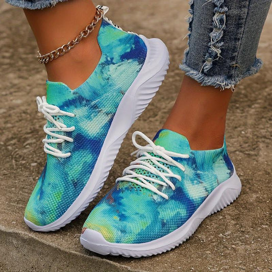 Tie Dye Mesh Lightweight Running Shoes Non Slip Sneakers