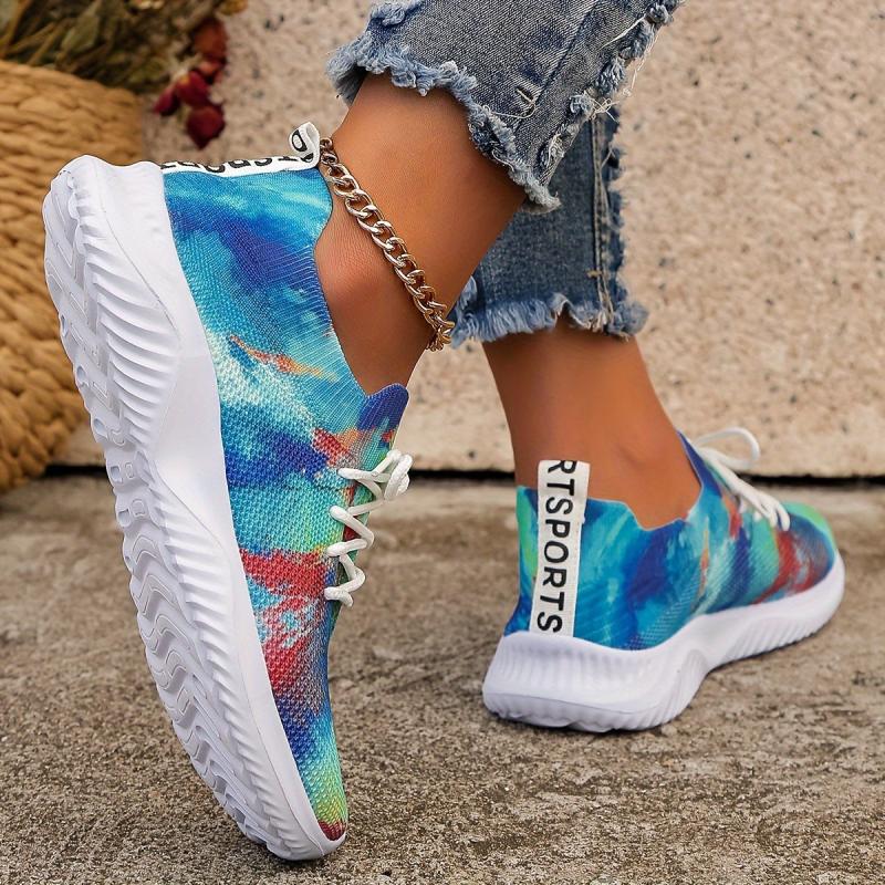 Tie Dye Mesh Lightweight Running Shoes Non Slip Sneakers