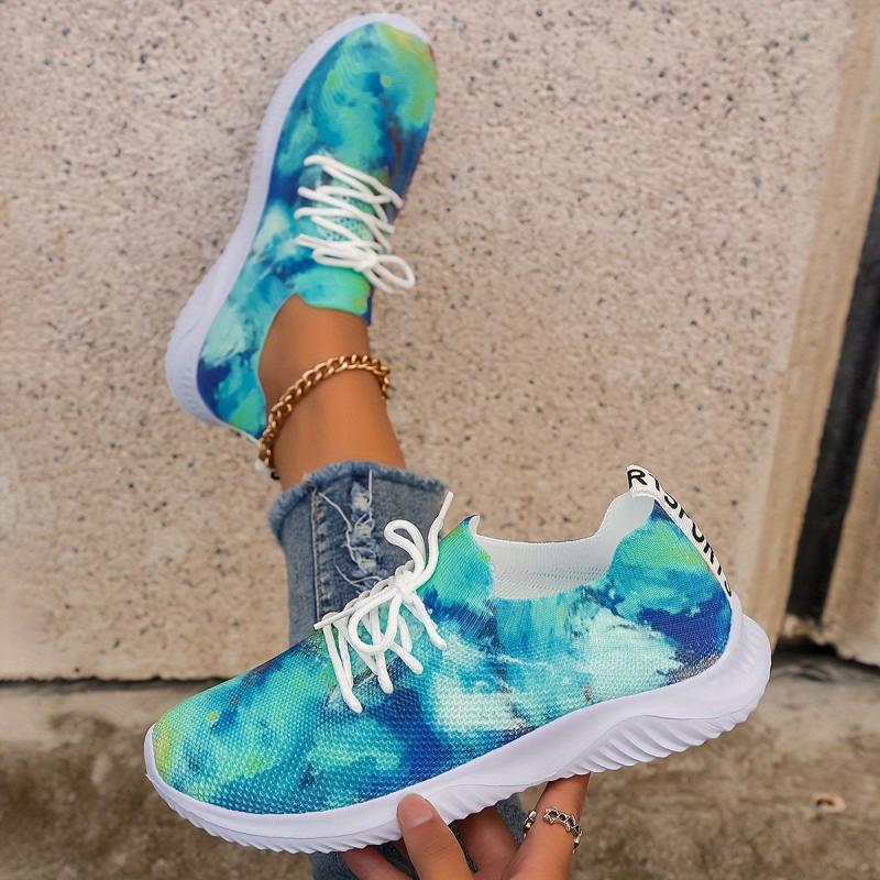 Tie Dye Mesh Lightweight Running Shoes Non Slip Sneakers