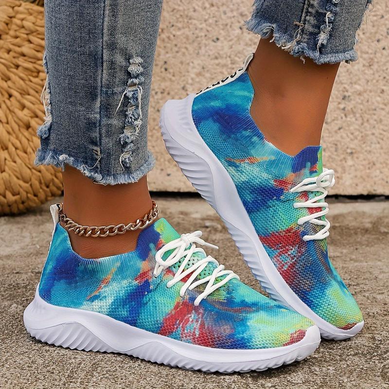 Tie Dye Mesh Lightweight Running Shoes Non Slip Sneakers