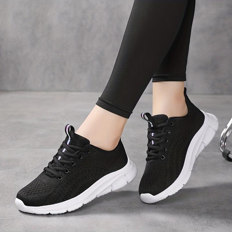 Women's Sporty Non-slip Running Shoes Lace Up Outdoor Mesh Sneakers Lightweight