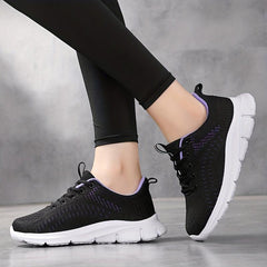 Women's Sporty Non-slip Running Shoes Lace Up Outdoor Mesh Sneakers Lightweight