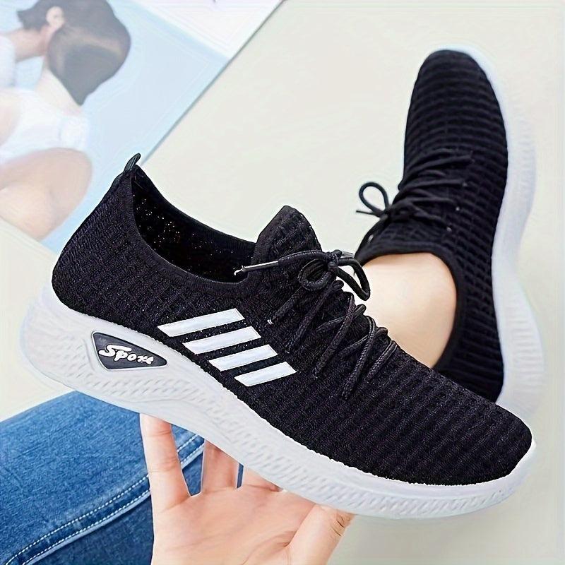 Women's Stripe Athletic Running Shoes Comfort Mesh Casual Sneakers