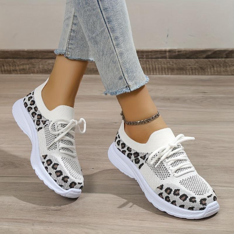 Women's Leopard Pattern Sports Shoes Lightweight Running Sneakers