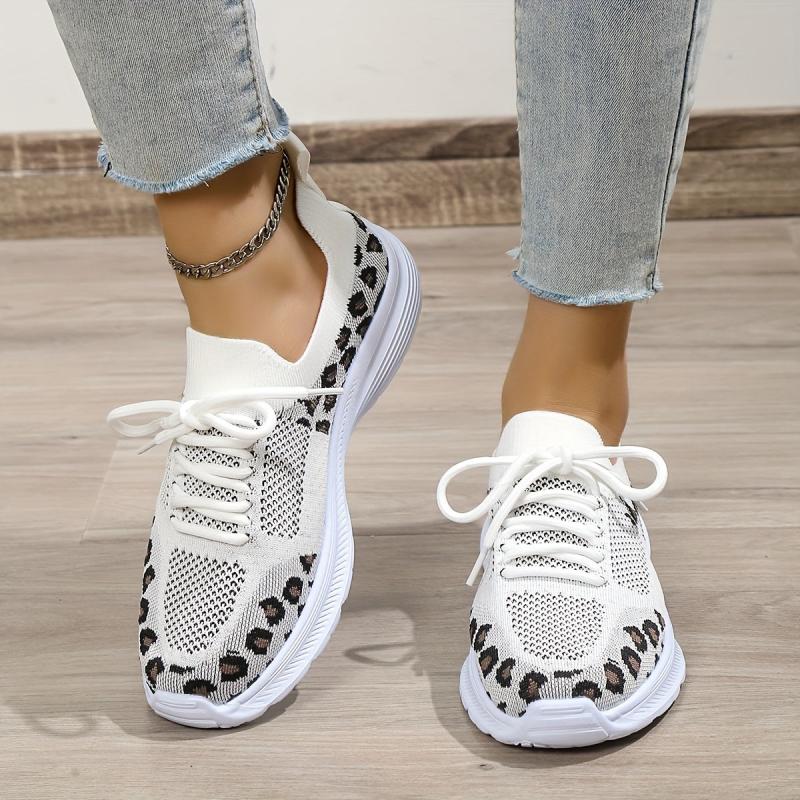 Women's Leopard Pattern Sports Shoes Lightweight Running Sneakers