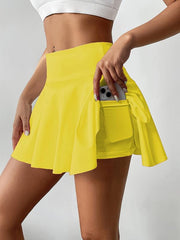 Women's Solid Sports Skorts With Phone Pocket