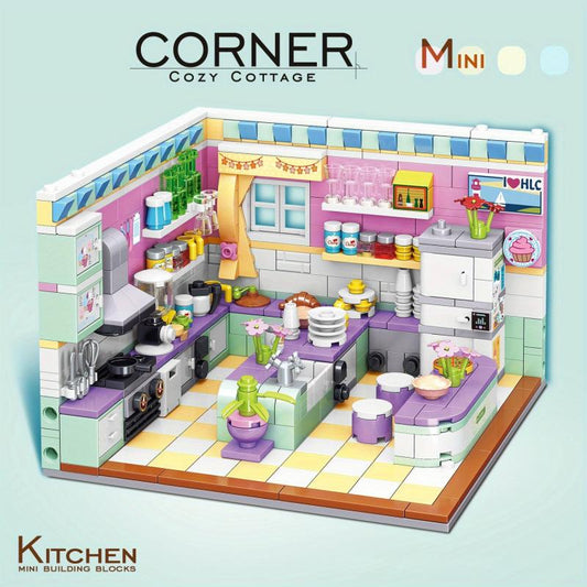 Mini Kitchen Creative Model Ornaments Puzzle Building Block Toys