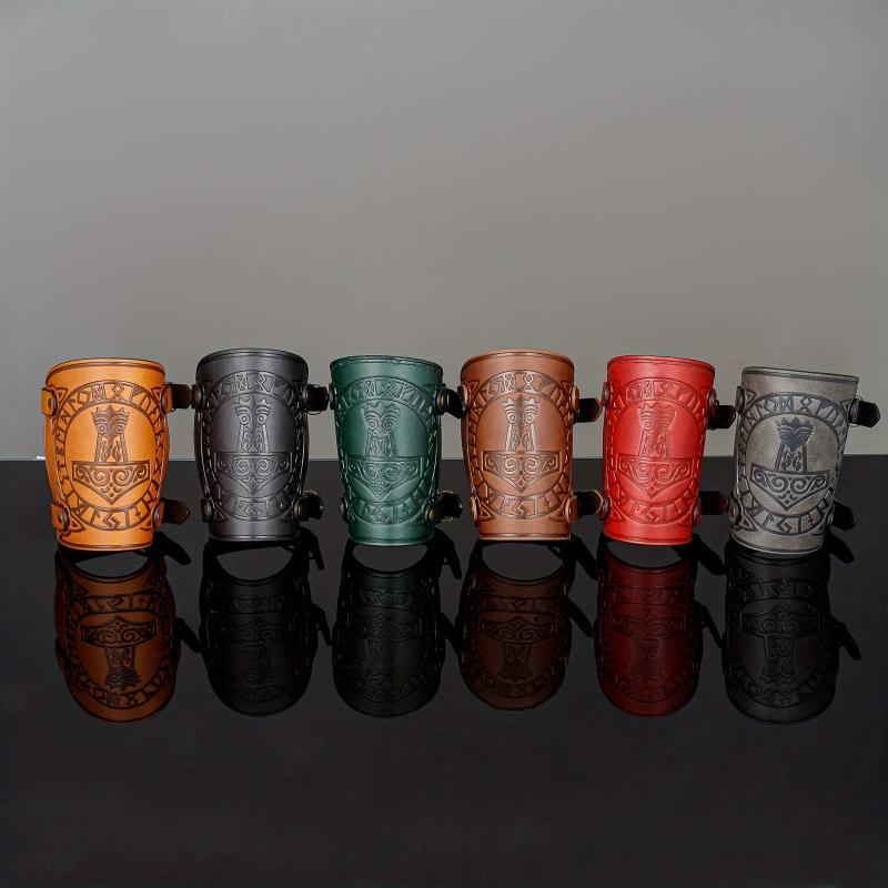 Viking Thor's Hammer Leather Wristband Medieval Retro COS Accessory Belt