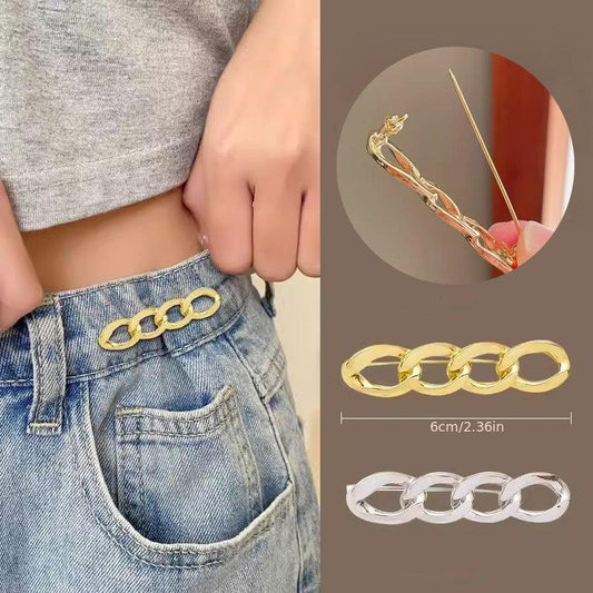 Men's Chain Pin Brooch Waist Tighting Clip Safety Pin Brooch Sweater