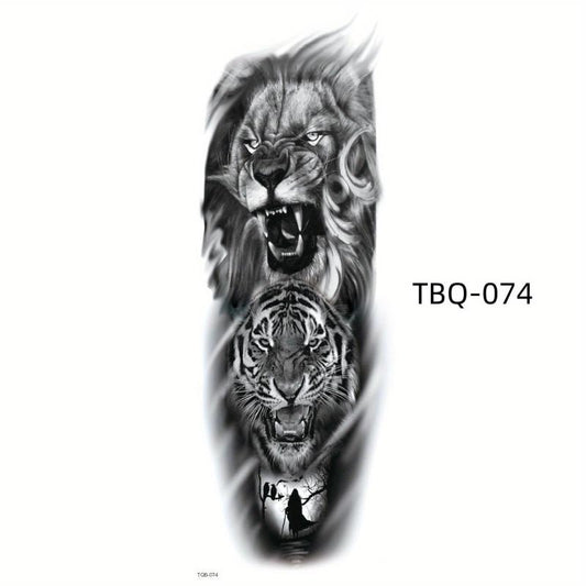 1PC Long Flower Arm Tattoo Stickers Men's Waterproof Tattoo Decoration