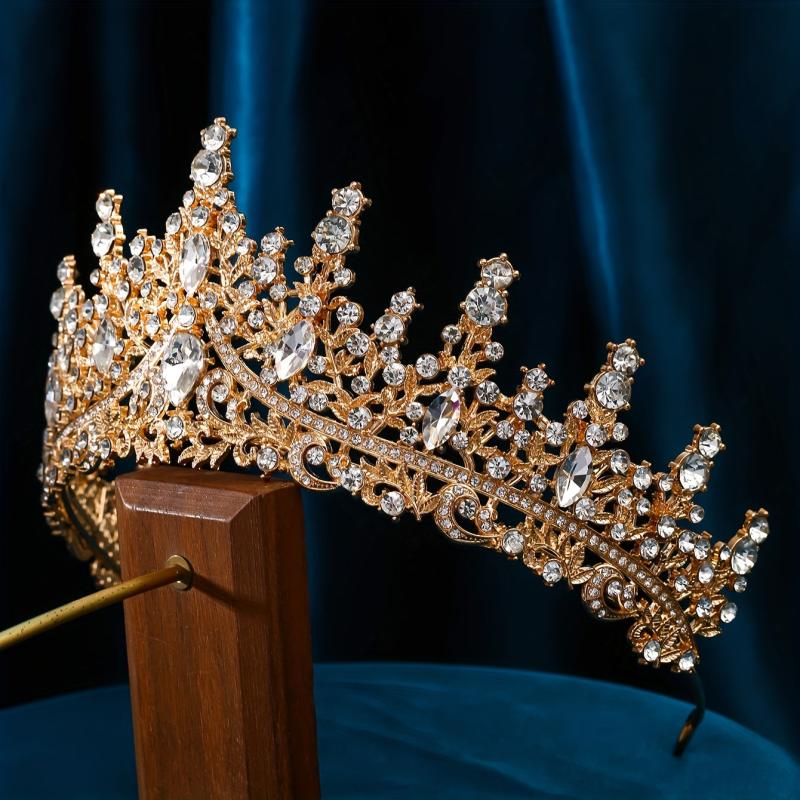 Golden Rhinestone Crown Party Queen Hair Decoration Crystal Tiara
