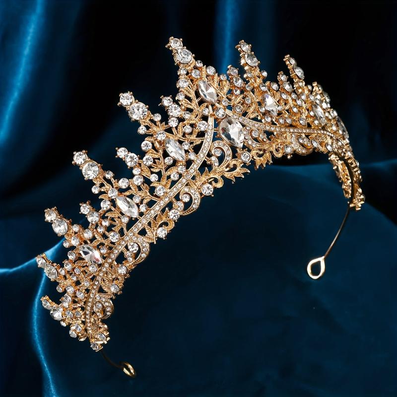 Golden Rhinestone Crown Party Queen Hair Decoration Crystal Tiara
