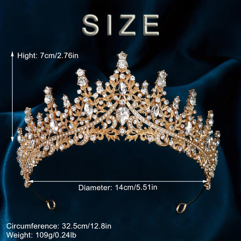 Golden Rhinestone Crown Party Queen Hair Decoration Crystal Tiara