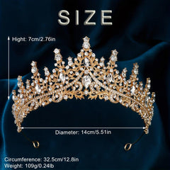 Golden Rhinestone Crown Party Queen Hair Decoration Crystal Tiara