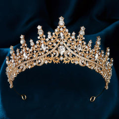 Golden Rhinestone Crown Party Queen Hair Decoration Crystal Tiara