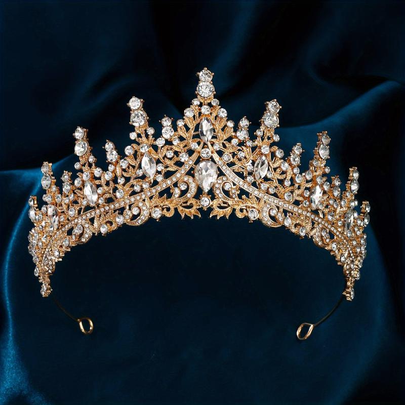 Golden Rhinestone Crown Party Queen Hair Decoration Crystal Tiara