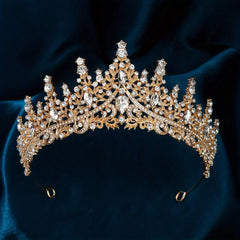Golden Rhinestone Crown Party Queen Hair Decoration Crystal Tiara