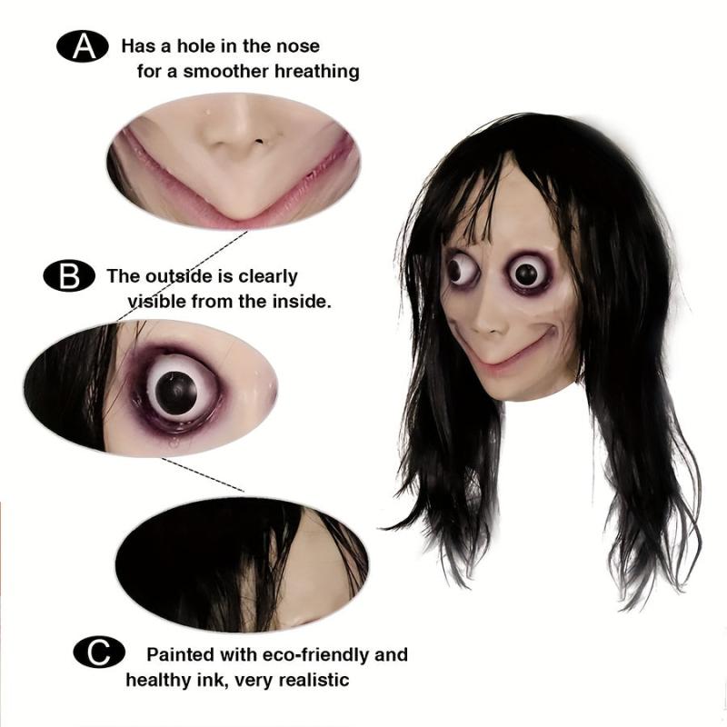Men's Devil Mask with Long Hair Scary Costume Halloween Cosplay Party Prop