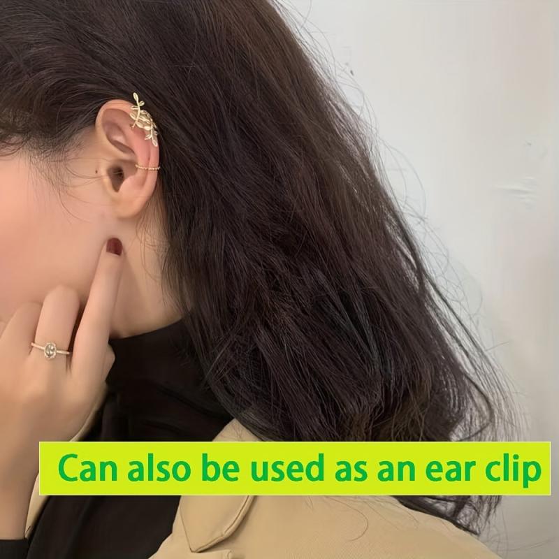Adjustable Hair Loops With Golden Leaf Ear Clips Hair Accessories