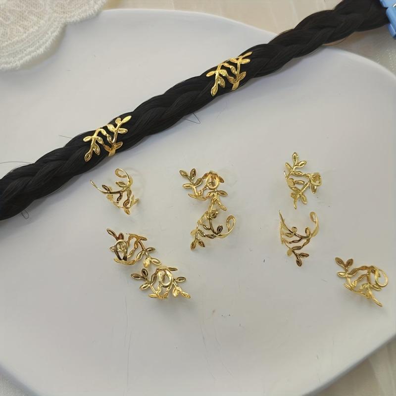 Adjustable Hair Loops With Golden Leaf Ear Clips Hair Accessories