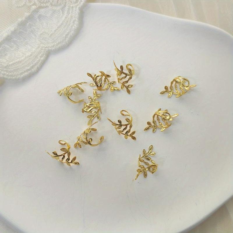 Adjustable Hair Loops With Golden Leaf Ear Clips Hair Accessories