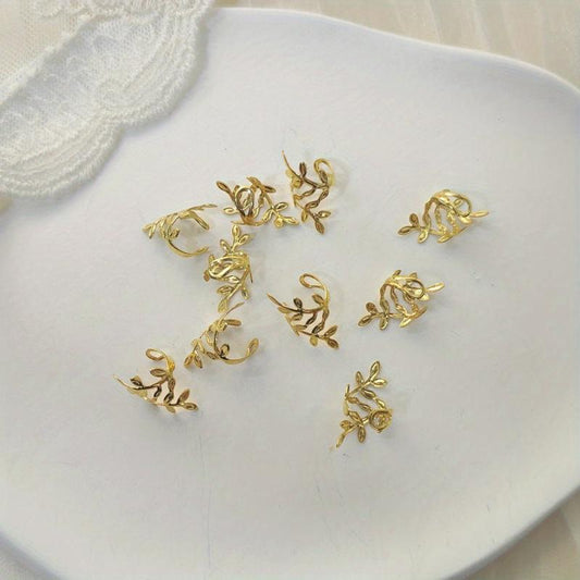 Adjustable Hair Loops With Golden Leaf Ear Clips Hair Accessories