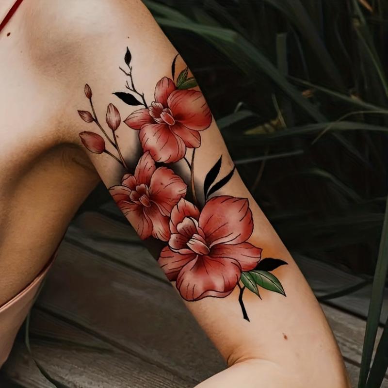 Flowers Tattoo Sticker Waterproof Arm Body Stickers