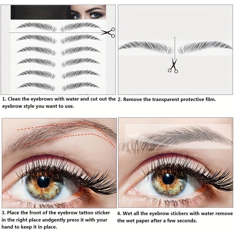 6D Eyebrow Tattoos Stickers Water Transfers Hair Like Waterproof