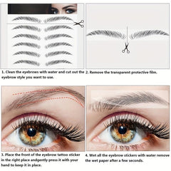 6D Eyebrow Tattoos Stickers Water Transfers Hair Like Waterproof