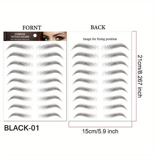 6D Eyebrow Tattoos Stickers Water Transfers Hair Like Waterproof