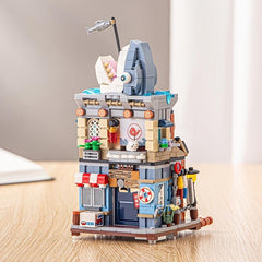 Woodblock Streetscape Seafood Shop Assembly Toy for Kids