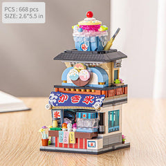 Woodblock Streetscape Seafood Shop Assembly Toy for Kids