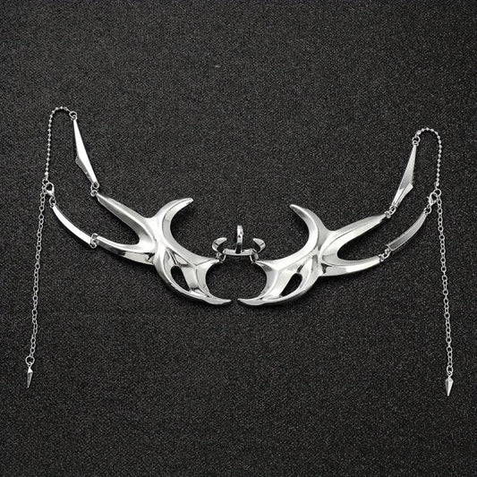 2pcs Silvery Alloy Mask Halloween Party Cosplay Costume Decors