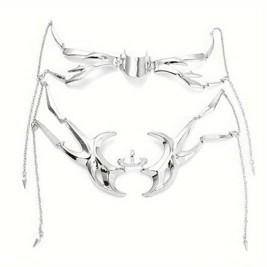 2pcs Silvery Alloy Mask Halloween Party Cosplay Costume Decors