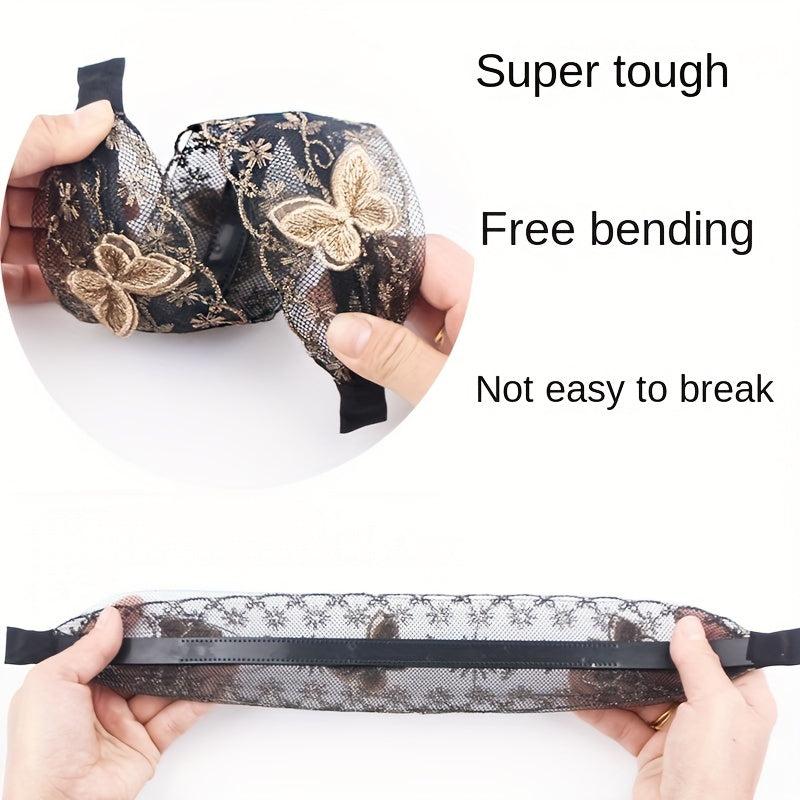 Wide Lace Headband Hair Accessories Butterflies Pattern
