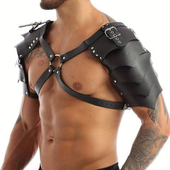 Viking Knight PU Leather X Shaped Chest Harness LARP Halloween Shoulder Armor