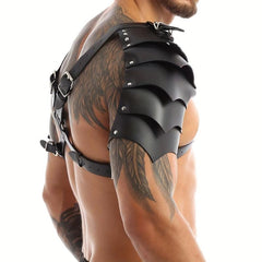 Viking Knight PU Leather X Shaped Chest Harness LARP Halloween Shoulder Armor