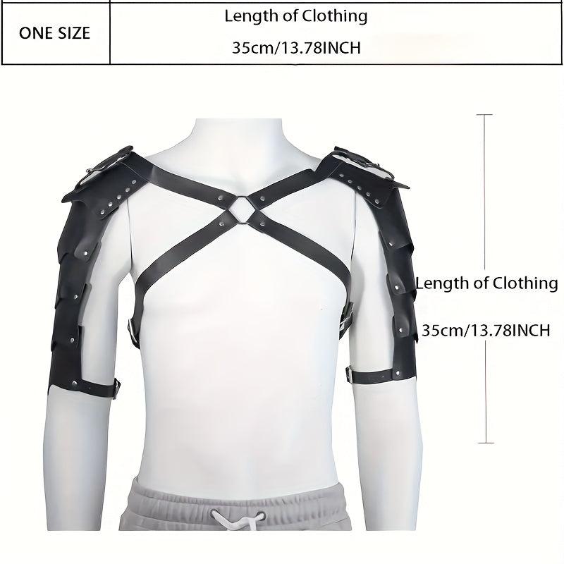 Viking Knight PU Leather X Shaped Chest Harness LARP Halloween Shoulder Armor